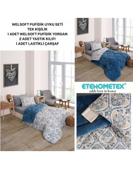 ETE HOMETEX TEK KİŞİLİK WELSOFT UYKU SETİ AKSU İNDİGO 8696474231996